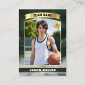 Custom Basketball Trading Card Green Gold Stadium Telefonnummerkarte (Vorderseite)