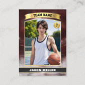 Custom Basketball Trading Card Red Gold Stadium Telefonnummerkarte (Vorderseite)