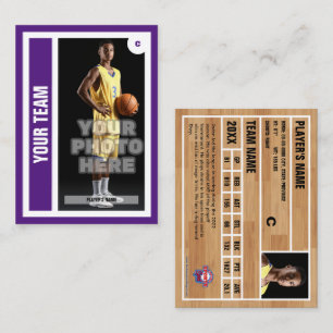 Custom Basketball Trading Card - Royal Lila Telefonnummerkarte