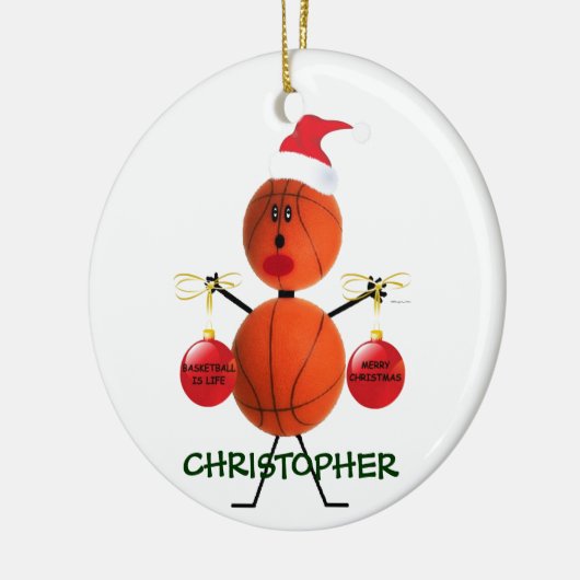 Custom Basketball Weihnachten Keramikornament (Links)