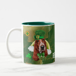 Custom Basset Hound Gold St Patricks Day Zweifarbige Tasse