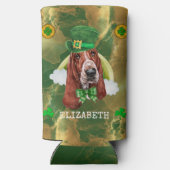 Custom Basset Hound Gold St Patricks Selters Dosenkühler (Rückseite)