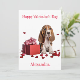 Custom Basset Hound Red Geschenkboxen Valentine Feiertagskarte