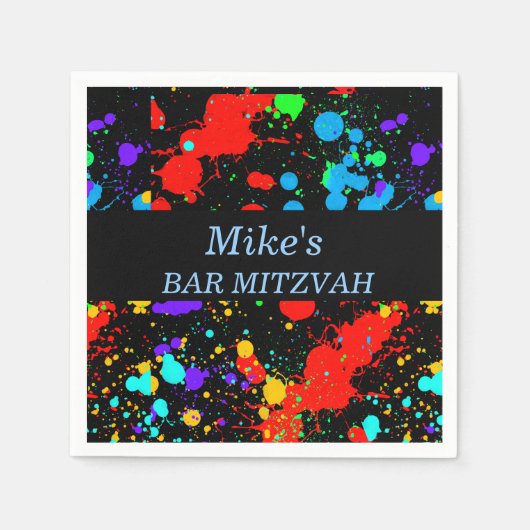 Custom Bat/Bar Mitzvah, Paint Spritzer Serviette (Vorderseite)