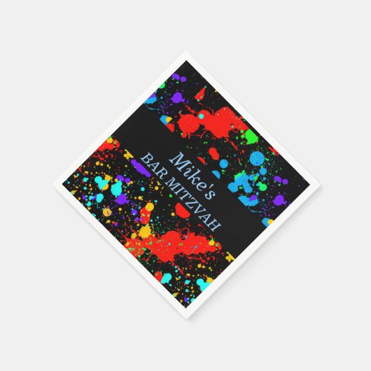 Custom Bat/Bar Mitzvah, Paint Spritzer Serviette (Ecke)