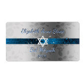 Custom, Bat Mitzvah, Blue & Silver, Water Flasche (Vorne)