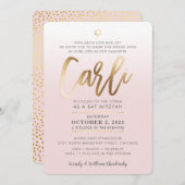 CUSTOM Bat Mitzvah Invite blassrosa gold CARLI Einladung (Vorne/Hinten)
