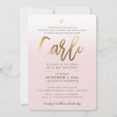 CUSTOM Bat Mitzvah Invite blassrosa gold CARLI Einladung (Vorderseite)