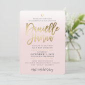 CUSTOM Bat Mitzvah Invite blassrosa gold DANIELLE Einladung (Stehend Vorderseite)