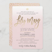 CUSTOM Bat Mitzvah Invite blassrosa Gold LILY MAI Einladung (Vorne/Hinten)