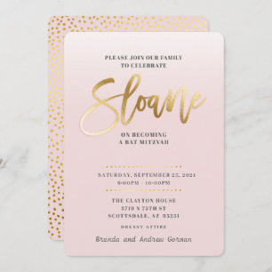 CUSTOM Bat Mitzvah Invite blassrosa gold SLOANE Einladung