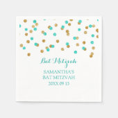 Custom Bat Mitzvah Napkin Mint Gold Blue Confetti Serviette (Vorderseite)