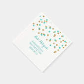 Custom Bat Mitzvah Napkin Mint Gold Blue Confetti Serviette (Ecke)