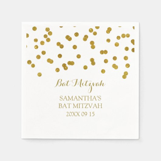 Custom Bat Mitzvah Napkin Mint Gold Confetti Serviette (Vorderseite)