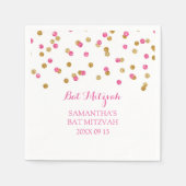 Custom Bat Mitzvah Napkin Mint Gold Pink Confetti Serviette (Vorderseite)