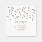 Custom Bat Mitzvah Napkin Mint Silver Confetti Serviette (Vorderseite)