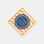 Custom Bat Mitzvah Napkin Orange Blue Zickzack Serviette (Ecke)