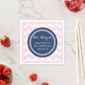 Custom Bat Mitzvah Napkin Pink Blau Zickzack Serviette (Beispiel)
