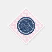 Custom Bat Mitzvah Napkin Pink Blau Zickzack Serviette (Ecke)