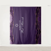 Custom Bat Mitzvah Party Lila Gold Foto Stand Wandteppich (Vorderseite)