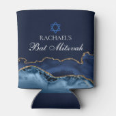 Custom Bat Mitzvah Party Navy Blue Gold Agate Dosenkühler (Rückseite)