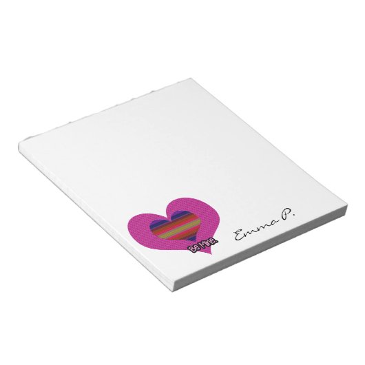 Custom Be Mine Valentine Rainbow Heart Notizblock (angewinkelt)