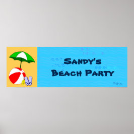 Custom Beach Ball Pool Umbrett Party Poster