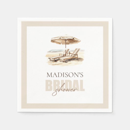 Custom Beach Beige Pastel Brautparty Serviette (Vorderseite)