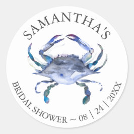 Custom Beach Brautparty Labels Blue Crab Runder Aufkleber