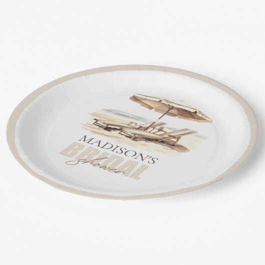 Custom Beach Brautparty Pappteller (Schrägansicht)