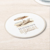 Custom Beach Brautparty Runder Pappuntersetzer (Angewinkelt)