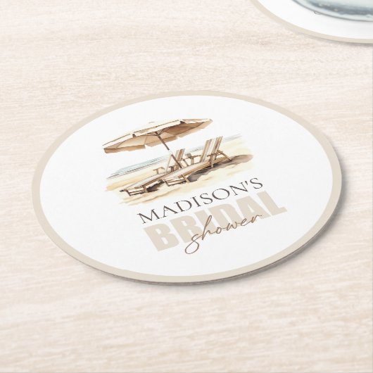 Custom Beach Brautparty Runder Pappuntersetzer (Angewinkelt)