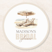 Custom Beach Brautparty Runder Pappuntersetzer (Vorderseite)