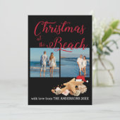 Custom Beach 🎄 Christmas Seashells Collage Feiertagskarte (Stehend Vorderseite)