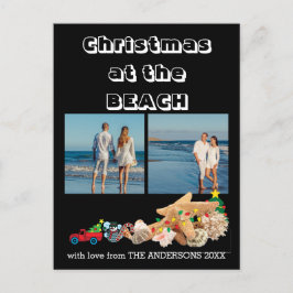 Custom Beach 🎄 Christmas Seashells Collage Feiertagspostkarte