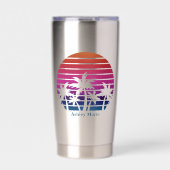 Custom Beach Girl Cute Tropical Palm Tree Thermobecher (Vorderseite)