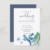 Custom Beach Hochzeit Einladungskarten Blue Octopu (Vorne/Hinten)