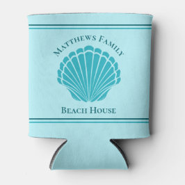 Custom Beach House Aqua Blue Seashell Monogram Dosenkühler