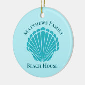 Custom Beach House Aqua Seashell Monogram Family Keramik Ornament (Links)