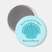 Custom Beach House Aqua Seashell Monogram Zuhause Magnet (Vorderseite/Rückseite)