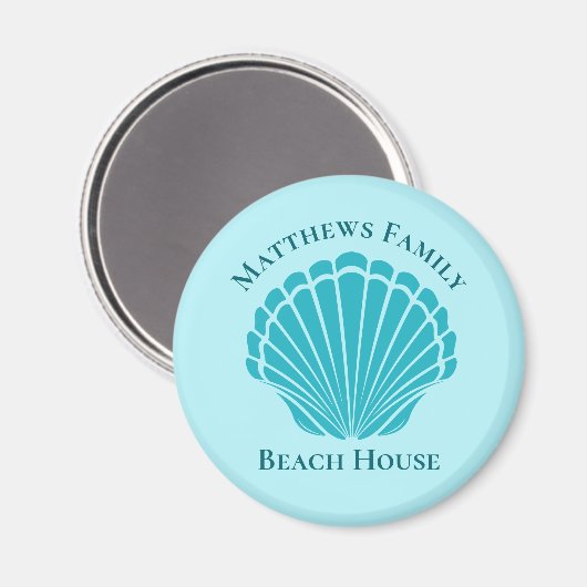 Custom Beach House Aqua Seashell Monogram Zuhause Magnet (Vorderseite/Rückseite)