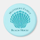 Custom Beach House Aqua Seashell Monogram Zuhause Magnet (Vorne)