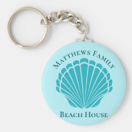 Custom Beach House Aqua Seashell Monogram Zuhause Schlüsselanhänger