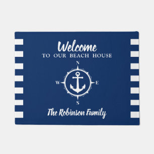 Custom Beach House Familienname Compass Anchor Fußmatte