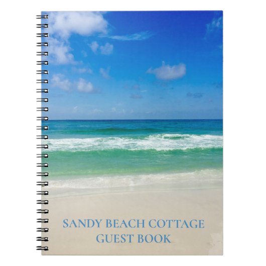 Custom Beach House Guest Book Ocean Foto Notebook Notizblock (Vorderseite)