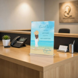 Custom Beach House Guest WiFi Pedestal Sign Sockelschild