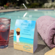 Custom Beach House Guest WiFi Table Sign