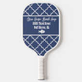 Custom Beach House Navy & White Muster Pickleball Schläger (Vorderseite)