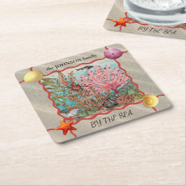 Custom Beach House Ocean Coastal Coral Fish Crab S Rechteckiger Pappuntersetzer