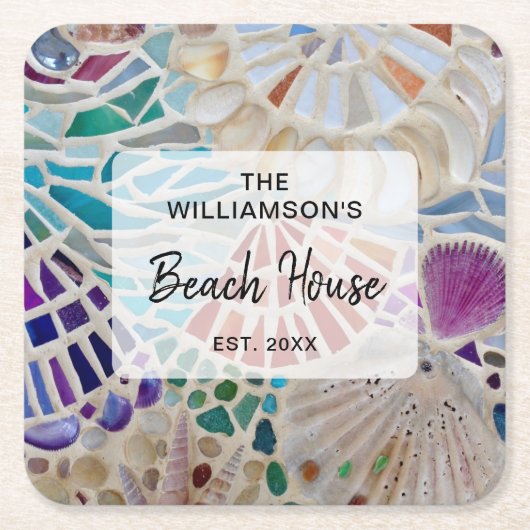 Custom Beach House Rechteckiger Pappuntersetzer (Vorderseite)